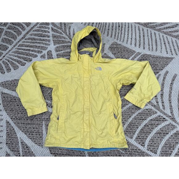 The North Face Other - The North Face Girls Yellow HyVent Nylon Jacket Packable Hood Rain Coat XL 18